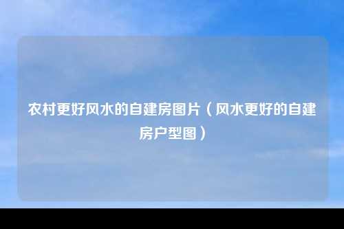 农村更好风水的自建房图片（风水更好的自建房户型图）