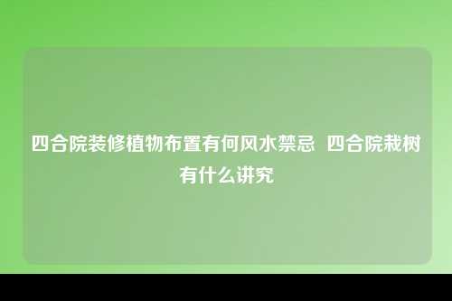 四合院装修植物布置有何风水禁忌  四合院栽树有什么讲究